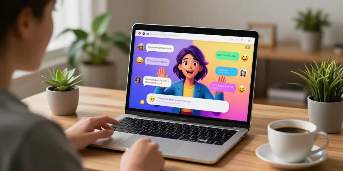 Interactive NSFW chat environment showcasing vibrant character engagement on laptop.