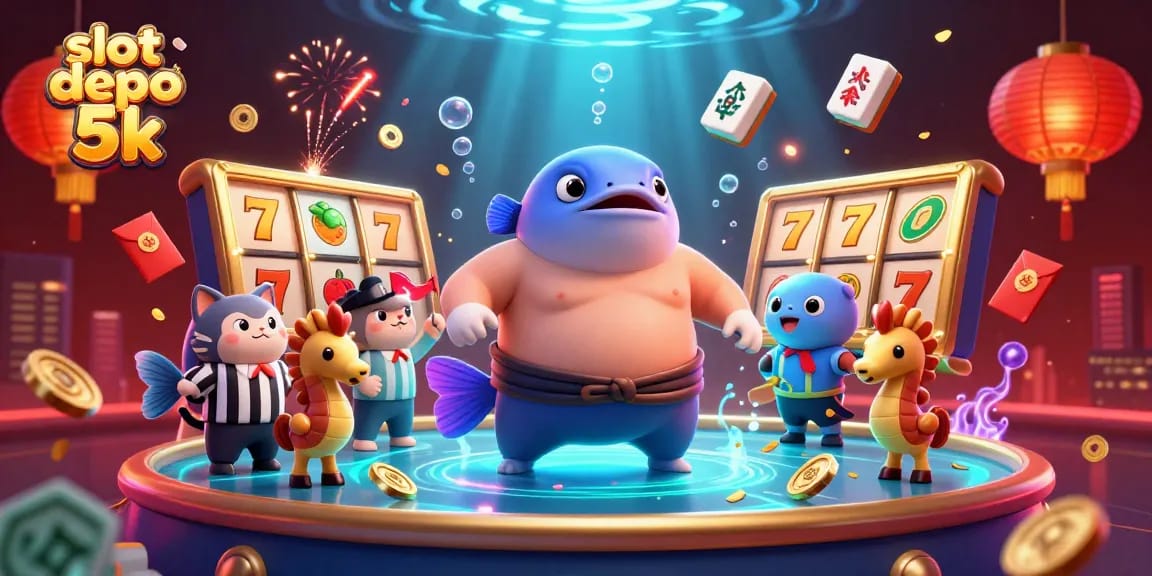 Experience thrilling excitement with slot depo 5k in a vibrant underwater casino scene, showcasing unique gaming elements.