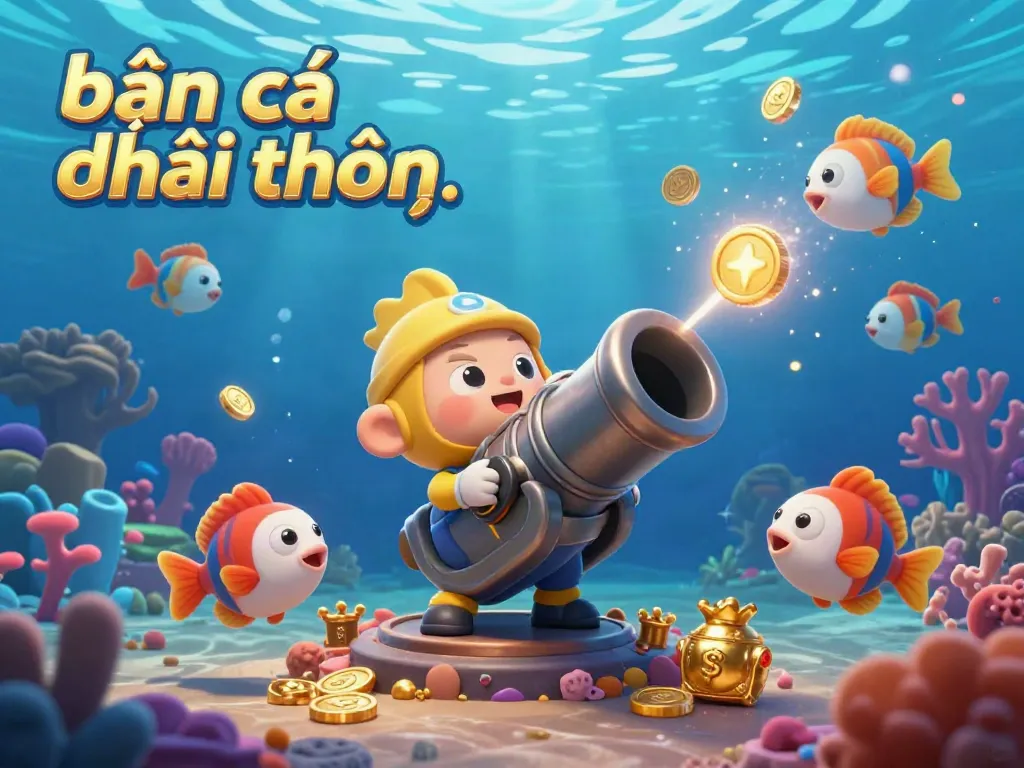 Experience the excitement of bắn cá đổi thưởng in a vibrant underwater fish game scene filled with colorful creatures.