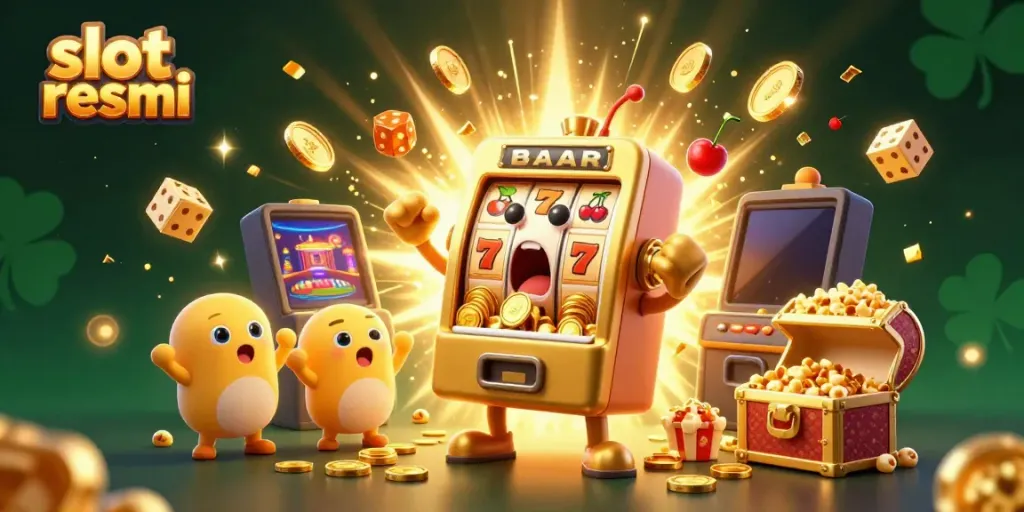 Celebrate the thrill of winning with slot resmi as the golden slot machine hits a jackpot!