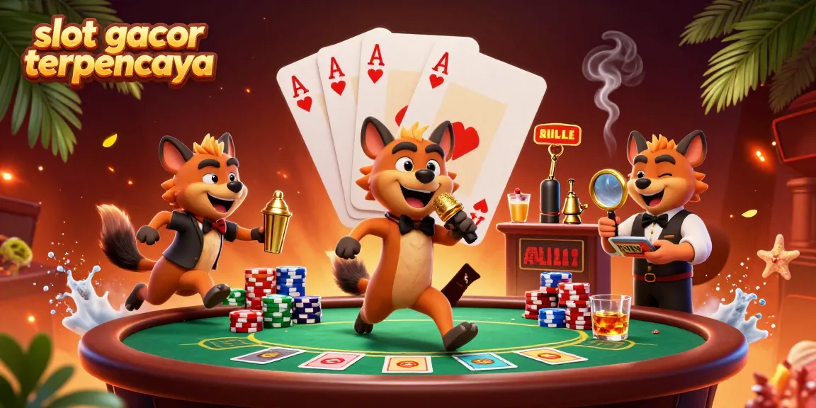 Experience the vibrant scene of slot gacor terpercaya with lively hyenas at a casino.