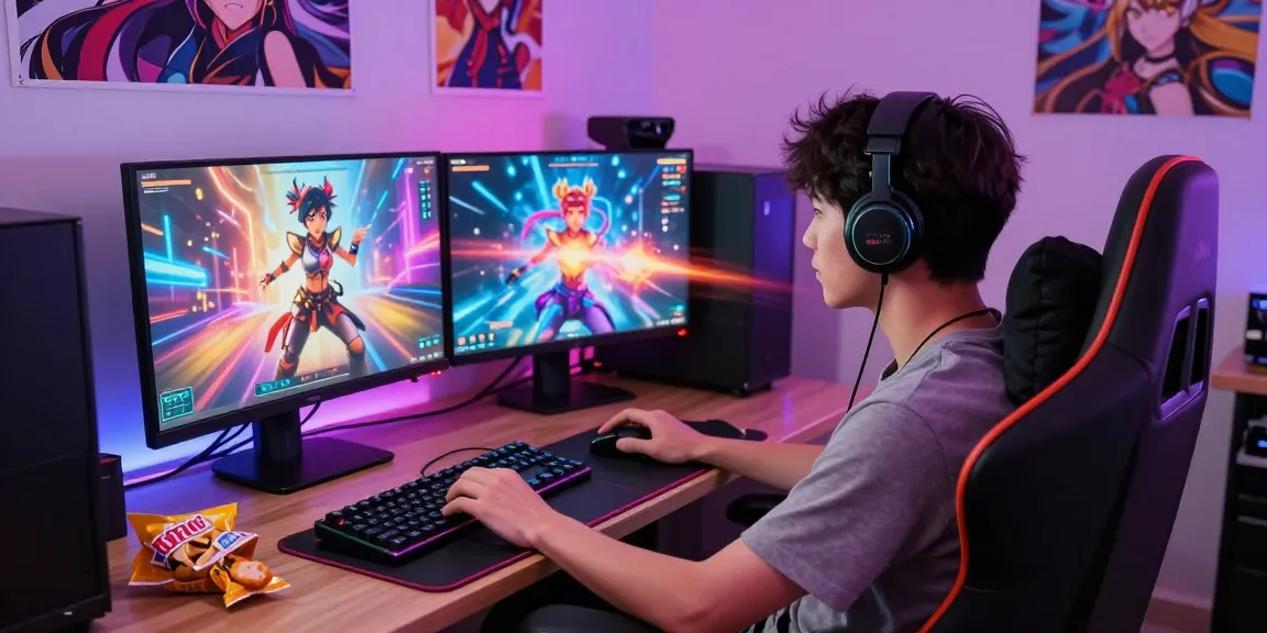 Exciting transformation hentai games scene with player gaming and colorful visuals.
