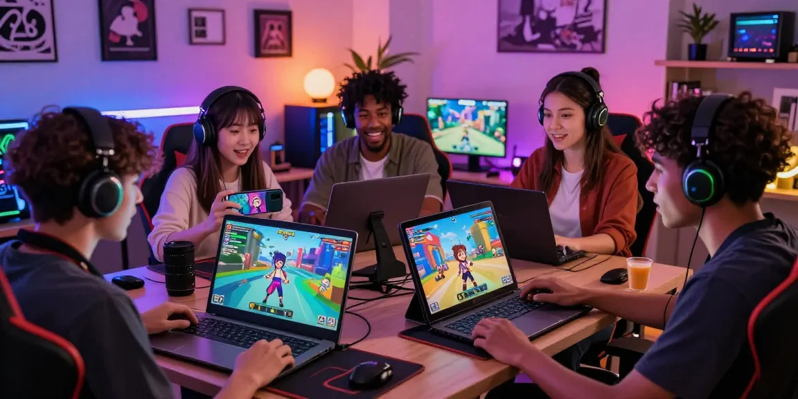 Players exploring an ecchi game online on multiple devices, showcasing a vibrant gaming atmosphere.