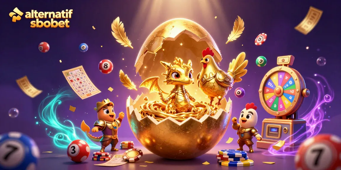 Enjoy thrilling alternatif sbobet betting with a golden dragon on poker chips amidst dynamic lottery elements.