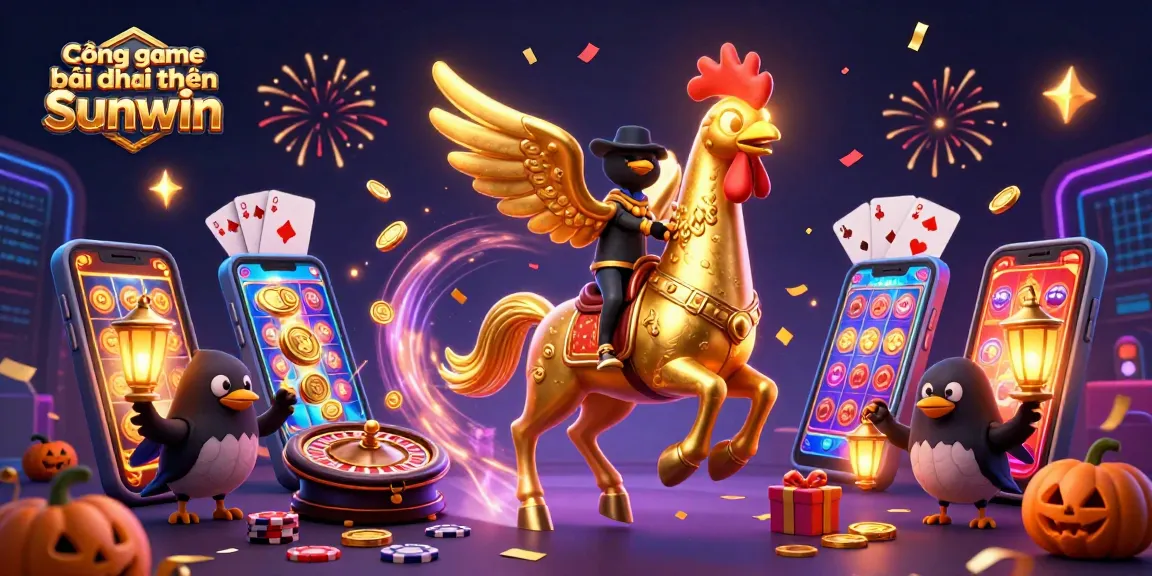 Cổng game bài đổi thưởng Sunwin showcases exciting gaming action in a vibrant midnight casino scene featuring unique characters.