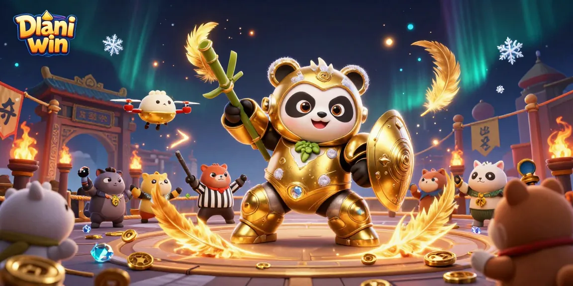 Dhani win gaming platform featuring dynamic players in a vibrant casino battle scene.