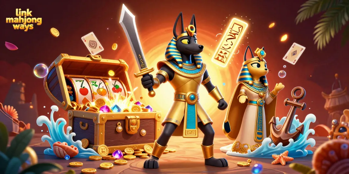Experience the thrill of link mahjong ways with vibrant slot reels and exciting elements in this dynamic 3D illustration.