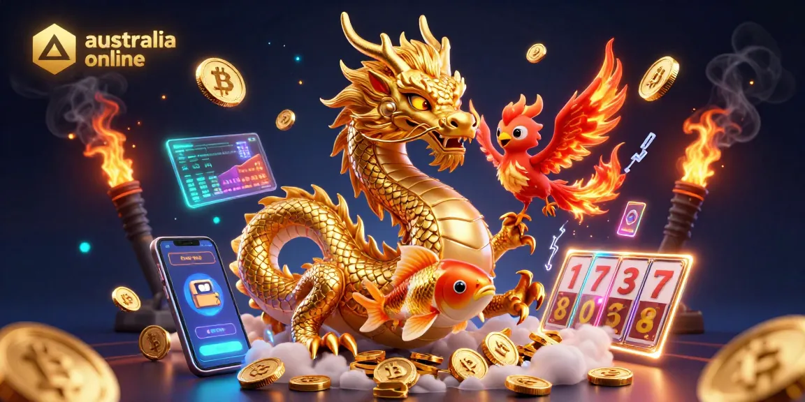 Experience the thrill of australia online casinos with dynamic 3D visuals featuring casino elements.