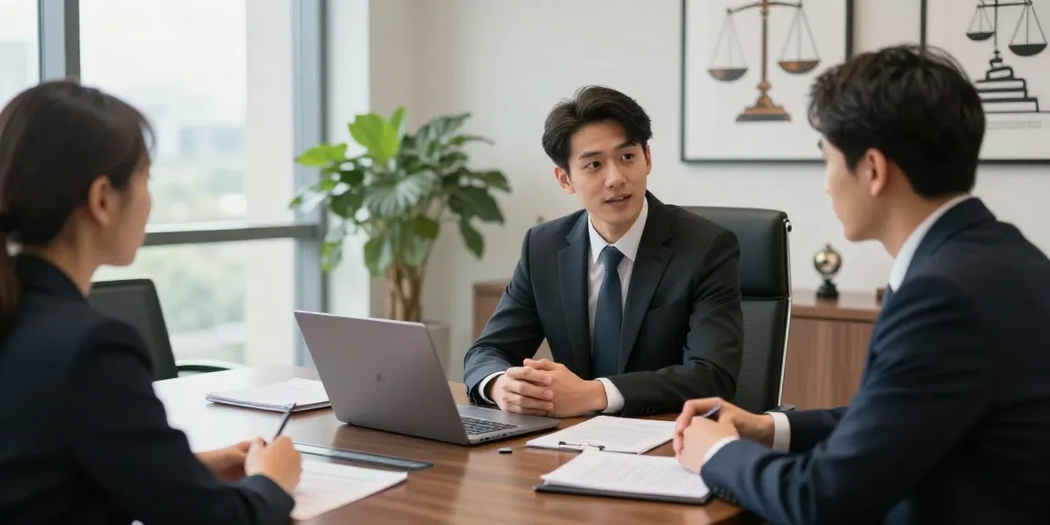Engaged lawyer in a consultation with her explanation enhancing client understanding in a modern legal office.